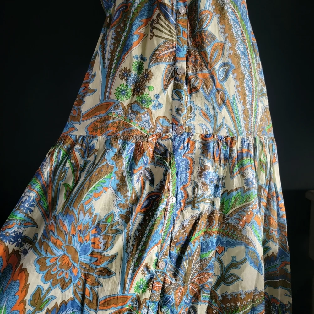 House of Harlow Cutout Tie Empire Waist Floral Paisley Beach Summer‎ Maxi Dress - Picture 5 of 15